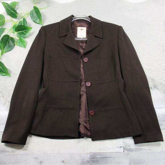 VERTIGO Pour La Ville Paris Brown Button Front Jacket Blazer Women’s Size Small - Picture 3 of 13